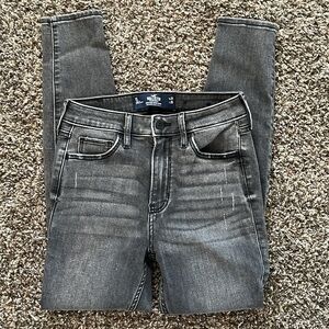 Hollister Dark Gray High Rise Super Skinny Classic Stretch Jeans 1S, Size 25/26